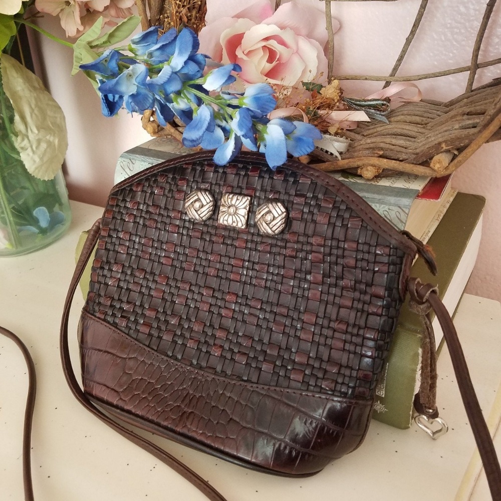 Brighton Genuine Leather Woven Mini Crossbody